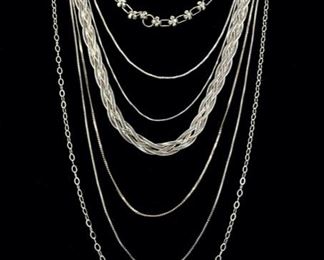 37 Grams Fine Sterling Silver Necklace Chain Lot