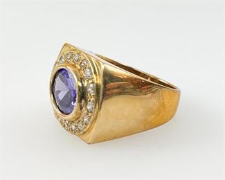 Fine Gilt Sterling Silver Amethyst Purple Colored Stone Ladies Cocktail Ring