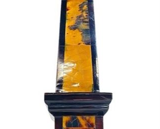 Tall 16" Vintage FANTASTIC FAUX TORTOISE Inlaid SHELL DECORATIVE OBELISK