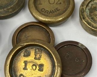 Antique Brass Scale Weight Lot 