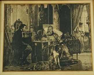 Antique Engraving on Paper, Signature in Print