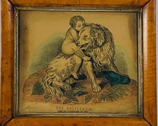 Antique the Deliverer Hand Colored Lithograph 