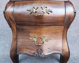 20th C two drawer Bombay Bombe Chest Fancy hardware