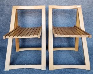 2 MCM Folding Slat Chairs