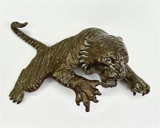 Antique Bronze Figural Tiger Paperweight