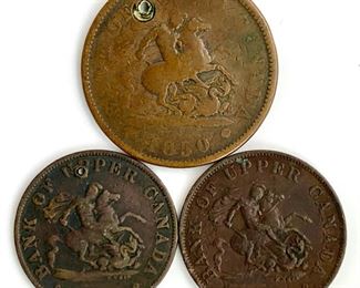 1850s Upper Bank of Canada Penny and Half Pennies