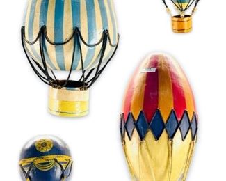Vintage Paper Mache Folk Art Hot Air Balloons Hand Painted