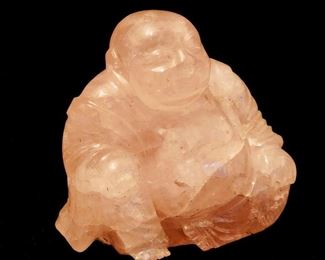 OLD CHINESE ROSE QUARTZ BUDDHA