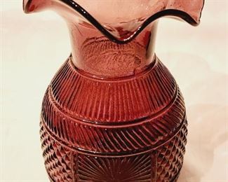 ANTIQUE 3 PART MOLD AMETHYST GLASS VASE