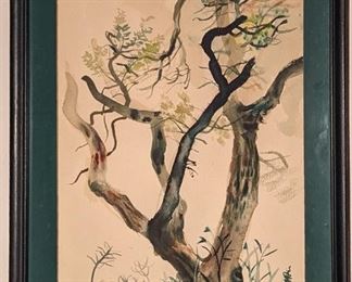 Dong Kingman Tree on Barnard Campus NYC Watercolor