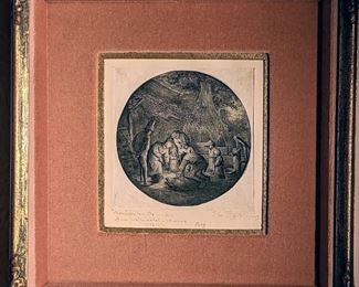 Adriaen Von Ostade 17th Century The Pig Kiling Etching