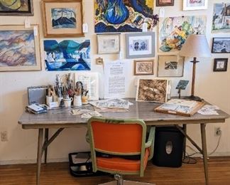 Mid Century Modern Office Furniture, Art Supplies Galore