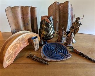 Elen of the Ways Pagan Goddess, finger maze, and other ceramic pieces by Marilyn Christenson and others