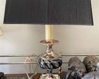 Marble Lamp on Gold Base