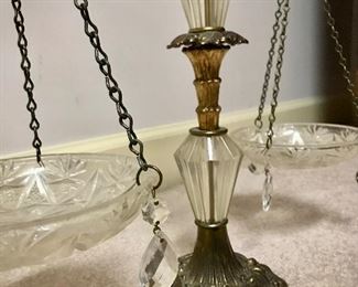 Vintage Crystal, Brass, and Marble Scales Of Justice 