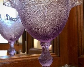 Purple Ruffle Glass Pedestal Dish 