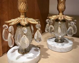Marble Based Crystal Candle Holders 