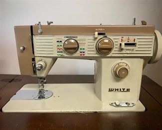 Vintage White Sewing Machine Cabinet 