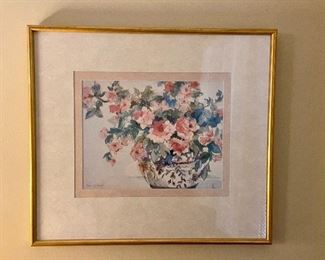 Framed Floral Watercolor Art by Artist Nancy Lund