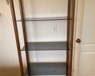 Vintage Mid Century Étagère Shelving Unit with smoked glass shelves