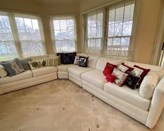 4-piece sectional, white upholstered sofa by Walter E. Smithe Furniture Co. Excellent condition!