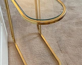 Milo Baughman style brass and glass side table (1 available)