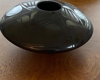 Vintage Black on Black Native American Pottery Vessel
