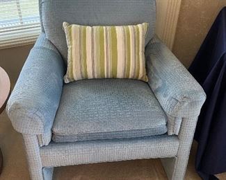 1980's plush light blue accent chair (2 available); great condition!