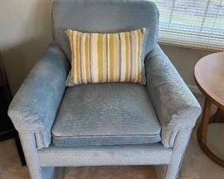 1980's plush light blue accent chair (2 available); great condition!