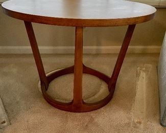 Mid Century Walnut Drum Table from the Lane Rhythm Collection; Adrian Pearsall designed. 28"d x 20"h