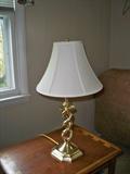 2 matching Mid-century modern end tables and brass lamp