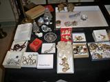 large varity of good costume , sterling and antique jewlery boxes ect