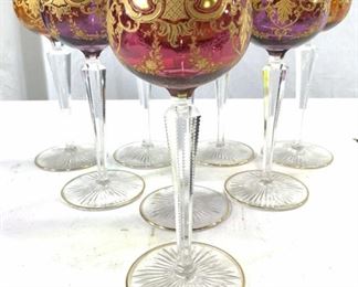 Lot 8 Crystal Venetian Glass Goblets

