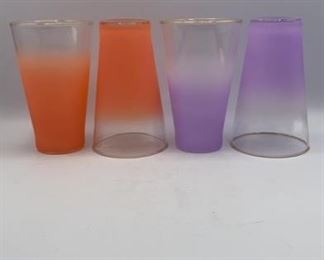 Set of 4 Vintage Blendo Glasses Gold Rimmed