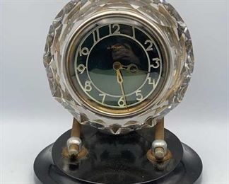 Russian USSR Majak Glass Art Deco Mantle Clock