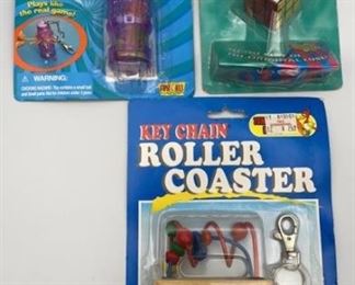 1990s 2000s Mini Game Keychain Lot, KerPlunk, Rubik's Cube, Roller Coaster
