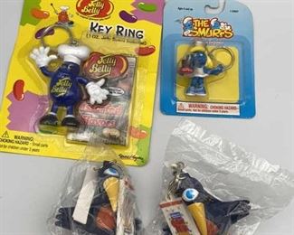 1990s Mini Character Keychains, Jelly Belly