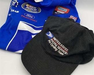 US Postal Service USPS NASCAR Shirt Sz L, Hat