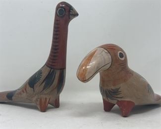 Mexican Clay Pottery Birds Toucan Handpainted
