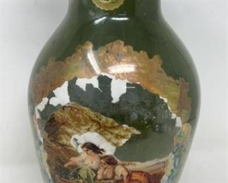 12” Antique Mouthblown Reverse Painted Appliqué