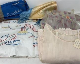 Near Antique & War Era Silk Slips & Needlepoint