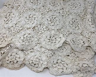 Antique Crocheted Bedspread as found