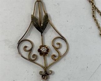 10K Gold Pearl Necklace 16” Chain