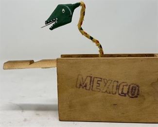 Vintage Folk Art Mexican Snake Jack in the Box