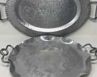 Hammered Aluminum Vintage Serving Trays