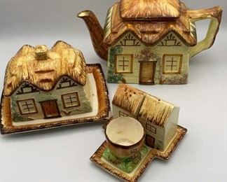 Lot of English Cottageware 1940s, Teapot, Cheese