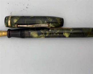 Fischer Green Marbled Fountain Pen, 14K Gold Nib