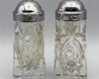 Vintage Pressed Glass Pair Salt and Pepper