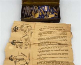Early 1900s Anagram Game w Instructions, Metal