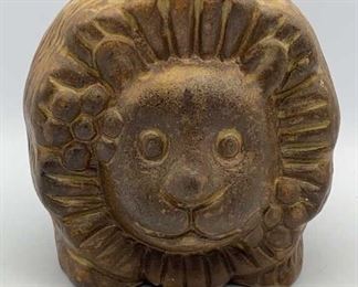 Ceramic Pottery Art Lion Pencil Cup / Planter 5”